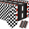 2 Pcs Racing Car Plastic Tablecloths Car Theme Disposable Party Tablecloths Black Checkered Flag Table Covers Racetrack Rectangu