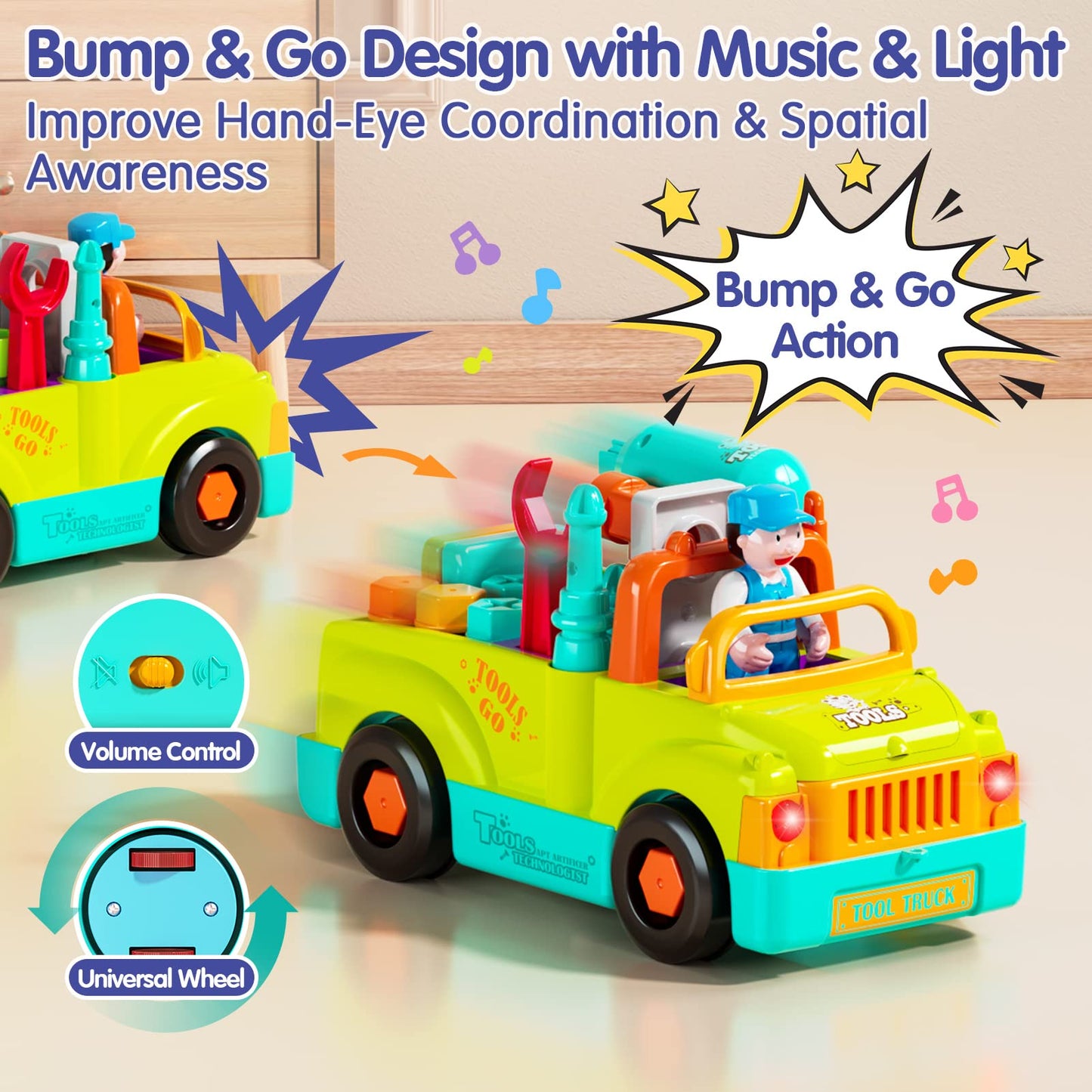 MONLEKIDS 2 Year Old Boy Toys for 2 Year Old Boy Birthday Gift, Toddler Toys 2-3 with Electric Drill Toys for 3 Year Old Boys, T