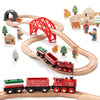 Giant Bean Forest Theme Wooden Train Set For Toddler- 36Pcs Expandable & Changeable Wooden Train Tracks Toy, For Kids Boys And G