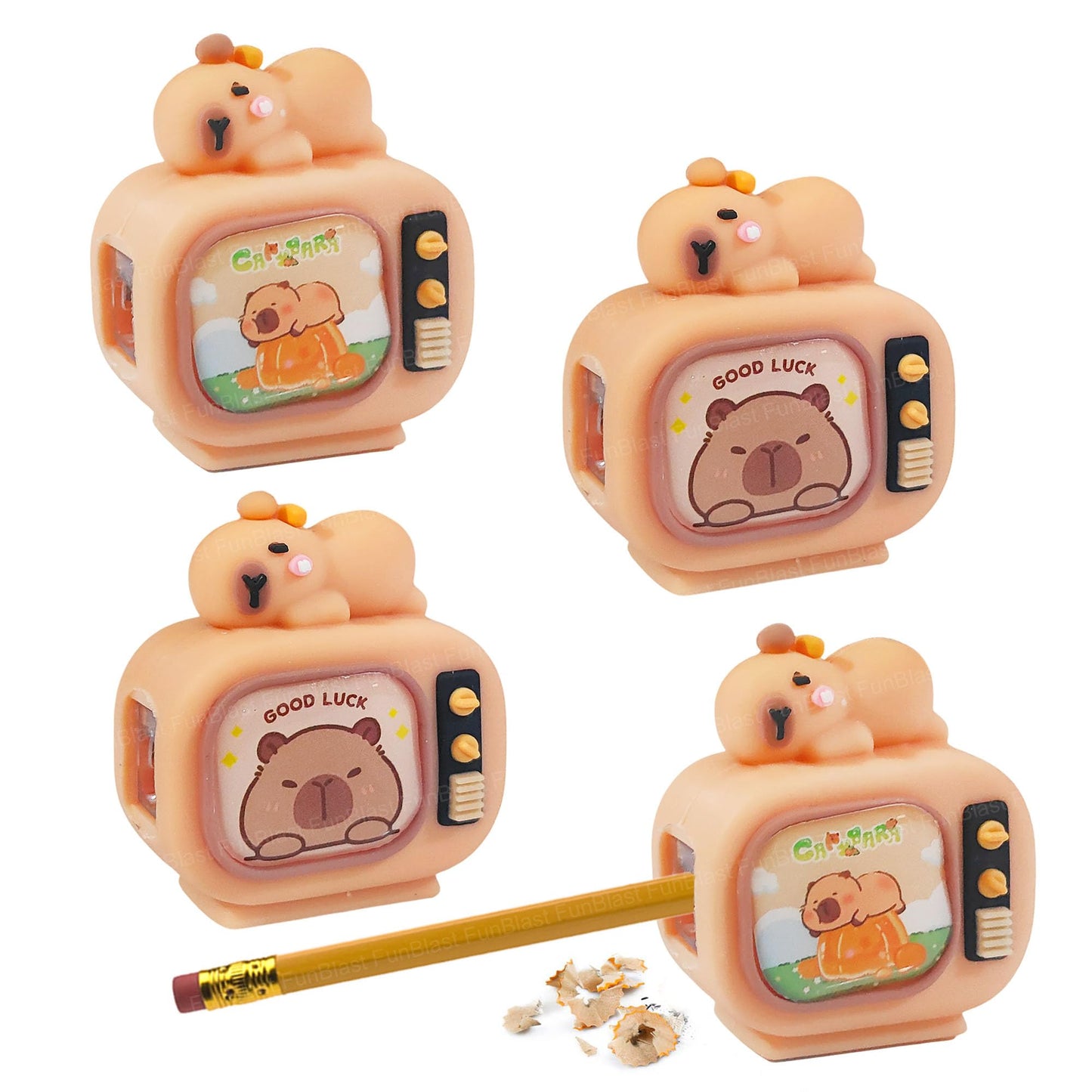 Funblast Capybara Pencil Sharpener For Kids - Set Of 4 Pcs Sharpener For Kid, Stationery Items Aesthetic, Stylish Sharpener For