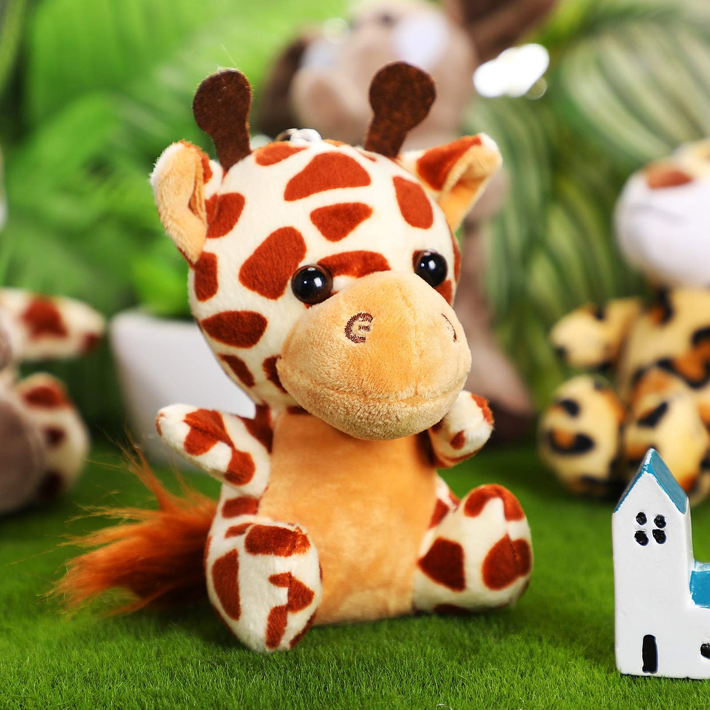Sumind 12 Pieces Mini Stuffed Forest Animals Jungle Animal Plush Toys 4.8 Inch Cute Elephant Lion Giraffe Tiger Plush For Animal Themed Parties Achievement(Sitting)