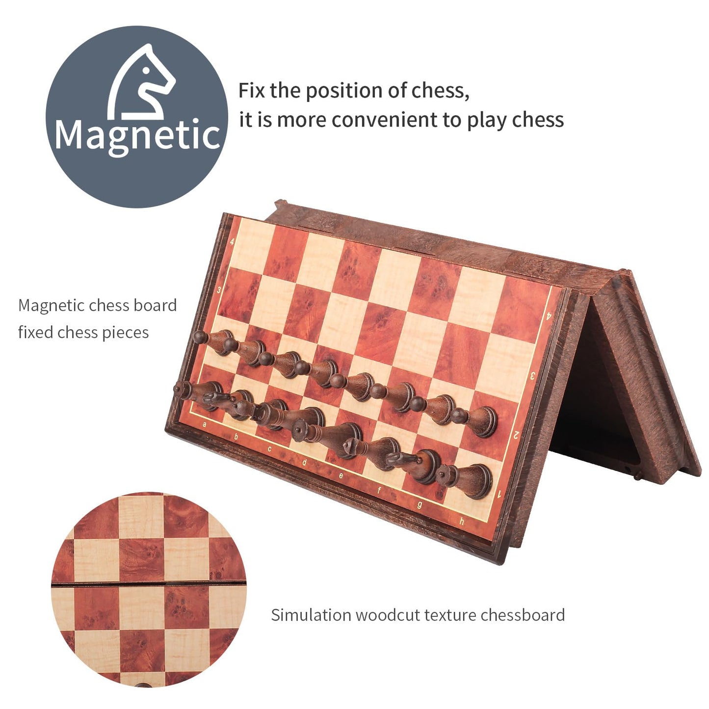 Simplewin 7.87 Inch Mini Magnetic Travel Chess Set, Walnut-Style - Small Portable Pocket Folding Chess Board Games, Ideal For Tr