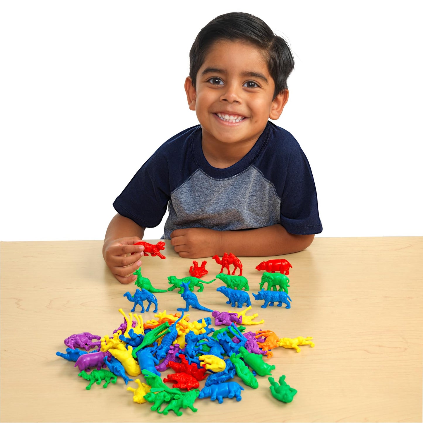 Excellerations Jungle Animal Counters Set of 120, STEM Math Toy, 1.5-2 inches, Plastic, Multicolor, Model JUNGCNT