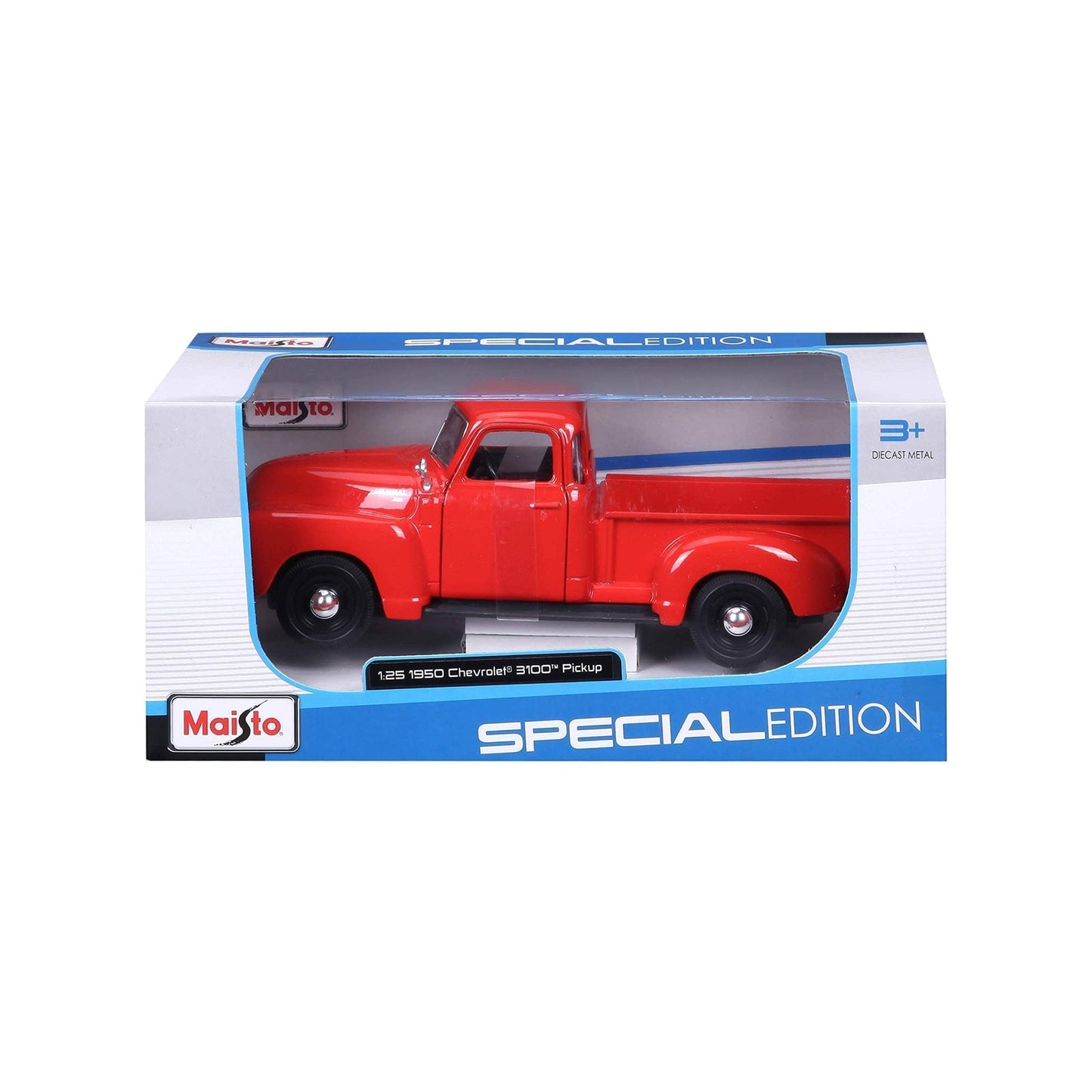 Bauer Spielwaren Maisto 1:25 Diecast Truck - 1950 Chevrolet 3100 Pickup, Red, Model 31952-00000130, Plastic