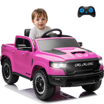 Yofe Ram 1500 Ride On Toys For Kids 4-8, Ride On Pickup Truck For Toddlers With Remote Control,12V Battery Powered Car With Trun