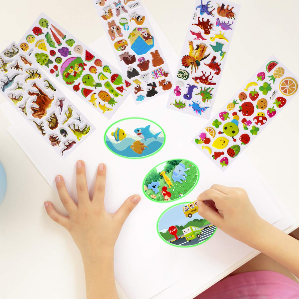 3D Stickers For Kids Toddlers 550+ Vivid Puffy Kids Stickers 24 Different Sheets, Colored 3D Stickers For Boys Girls Teachers, R