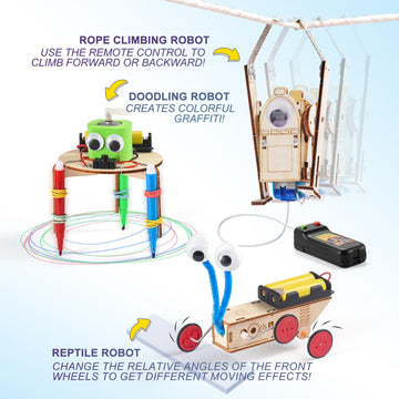 Stem Robots Kits For Kids Ages 5-7 8-10, Wood Building Crafts Kits For Boys 6-8 8-12, 3D Wooden Puzzles Robotics Models, Science