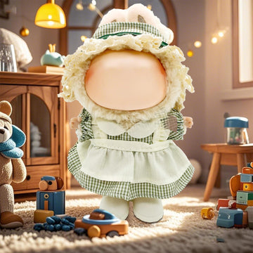 Eayaele Clothes for Labubu - 3PC Set with Shoes for 6.7 Inches Doll enhanced Outfit with Accessories Stylish Clothes for Labubu (NO Doll)(Green Plaid)