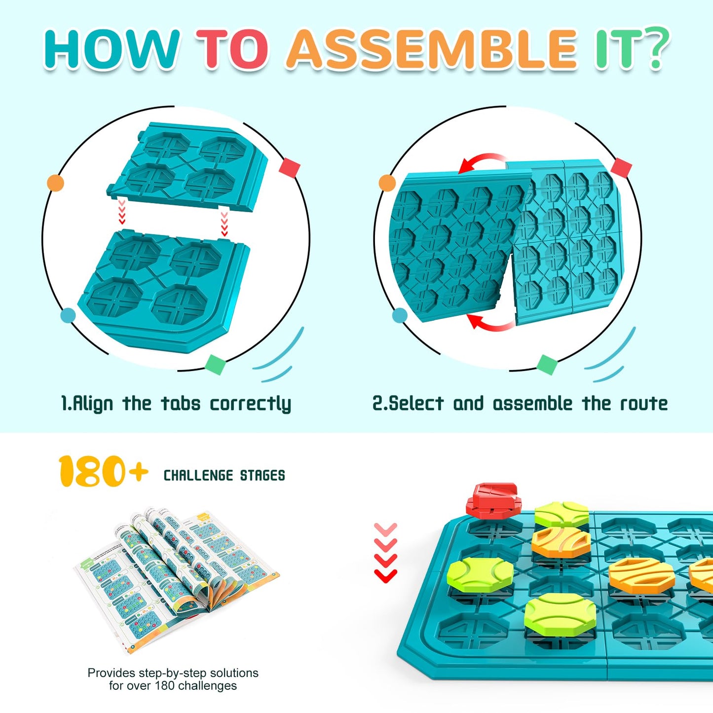Airkid Stem Board Games, Montessori Logic Puzzles - Educational Road Builder Toys For Kids Ages 3-8