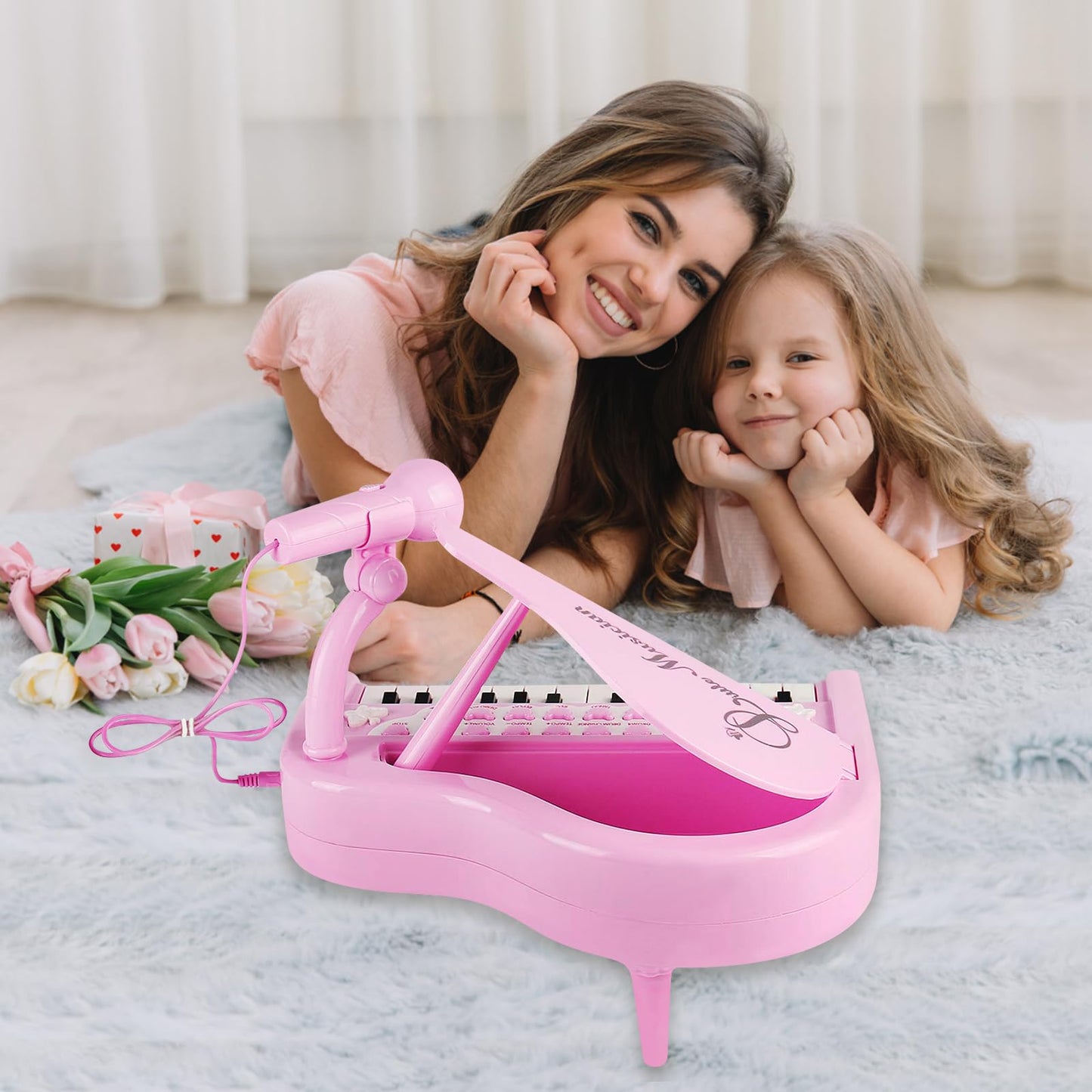 Conomus Piano Keyboard Toy For Girls-1 2 3 Year Old Girls First Birthday Gift -24 Keys Toddler Piano Multifunctional Musical Electronic Toy