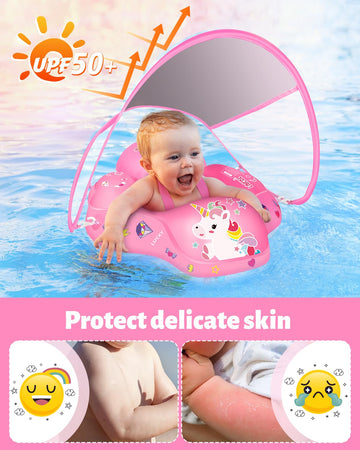 LAYCOL Baby Swimming Float Ring with Canopy, Large Unicorn, PVC Material, for Ages 3-36 Months