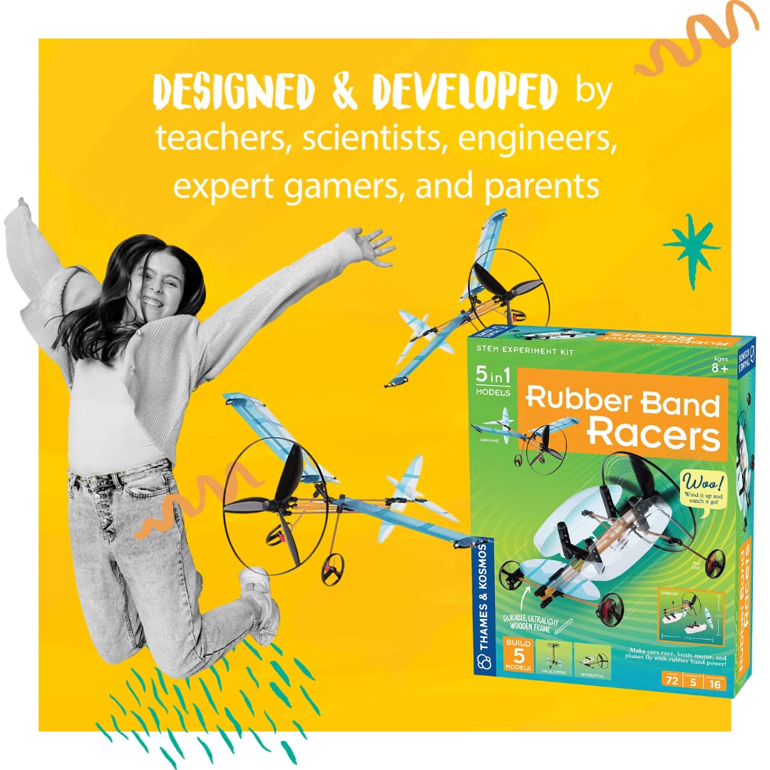 Thames & Kosmos | Rubber Band Racers Kit | Science Kit | Includes Color Education Manual | Science Toy For Kids 8+,Green