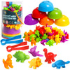 Counting Dinosaur Toys Matching Games With Sorting Bowls Sorting Toys For Toddlers Preschool Learning Activities For Math Color Sensory Montessori Fine Motor Skills Toys For 3 4 5 Years Old Boys Girls