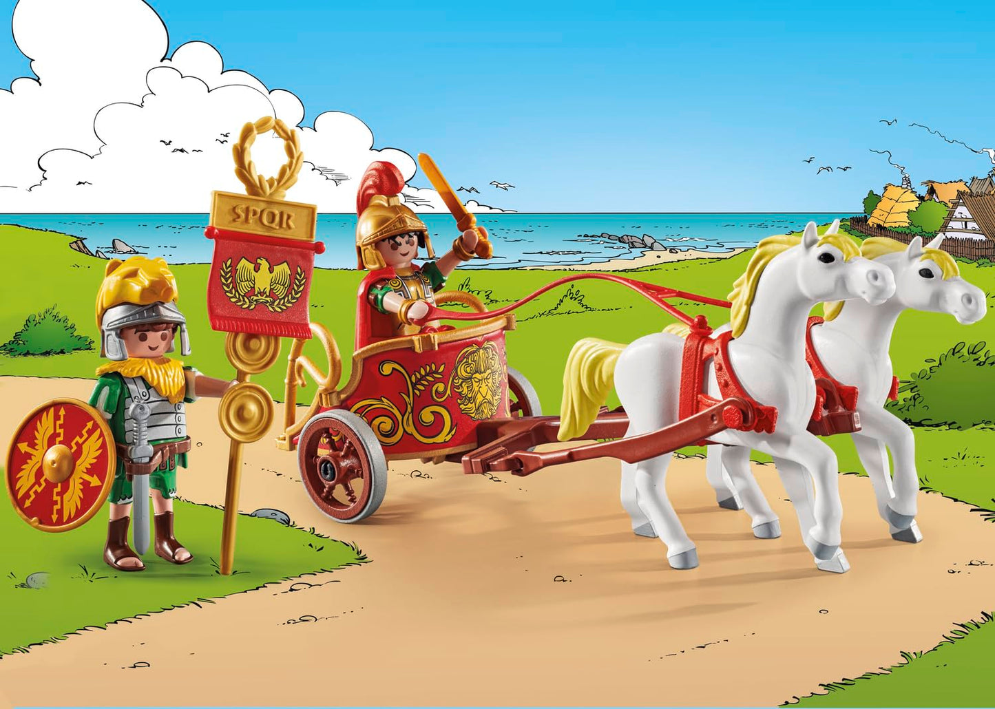Playmobil Asterix 71543 Biga Romana, Journey, Includes Removable Helmets, Bracelets And Cape Toy For Ages 5+