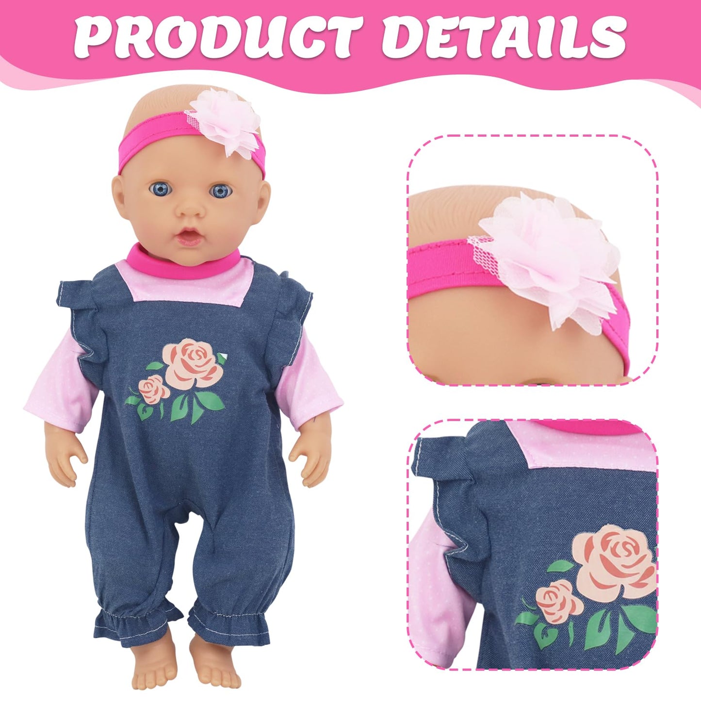 3 Sets Baby Doll Clothes For 14-18 Inch Dolls, 16 Inch Baby Doll Clothes Dresses And Accessories Outfits For New Born 15 Inch Ba