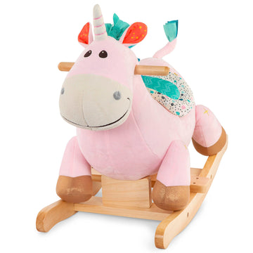 B. toys Unicorn Rocker - Wooden Ride-On Toy for Toddlers, Multi-Color - Classic Rocking Horse for Kids 18 Months + - Rodeo Rocker Cleo