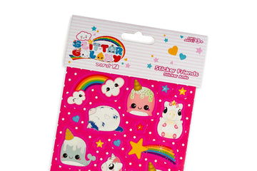 Glitter Galaxy Sticker Friends Sheet Wave 2-10 Large Sparkle Unicorn, Narwahl & Rainbow Stickers Variety Pack - Cute Animal Deco