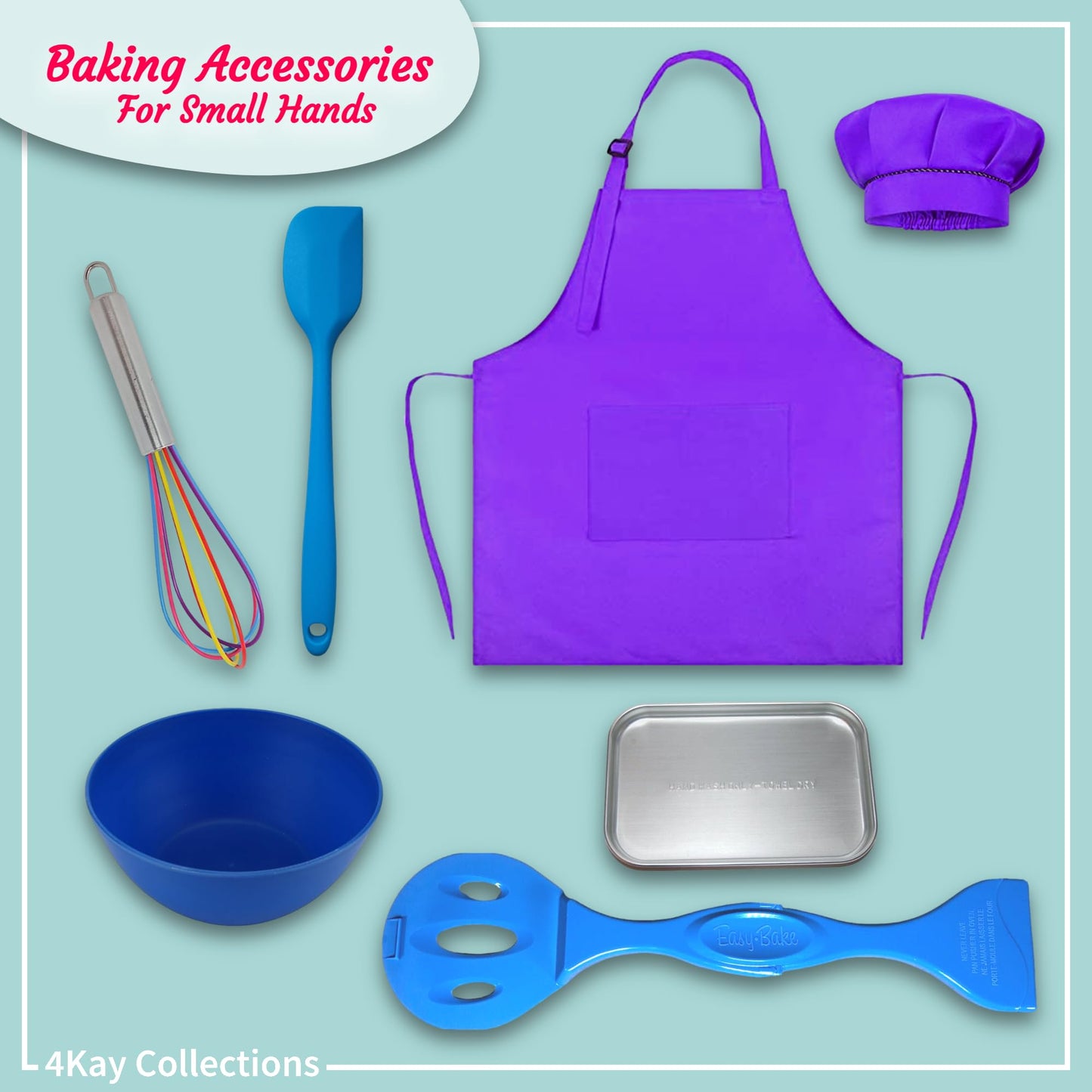 Ultimate Easy Baking Oven Bundle For Kids With 19 Items - Oven 2 Refill Mixes Apron Hat Bowl Spatula Whisk 9 Stickers Baking Pan & Tool (Powerful Purple Baker Bundle)