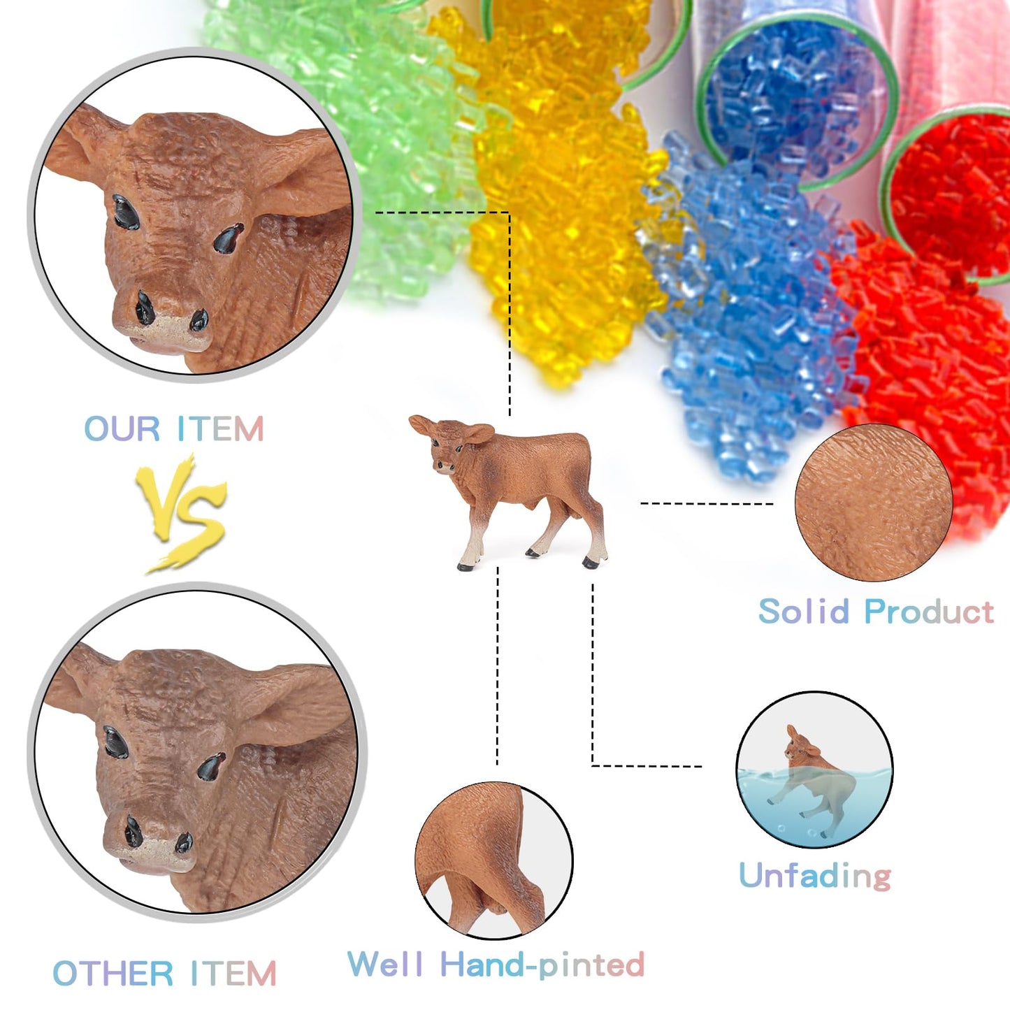 Lc Joycre Farm Animals Playset 6Pcs Cows Sheep Horses Toys Realistic Calves Figures Horses Figurines Sheep For Toddlers Trakehne
