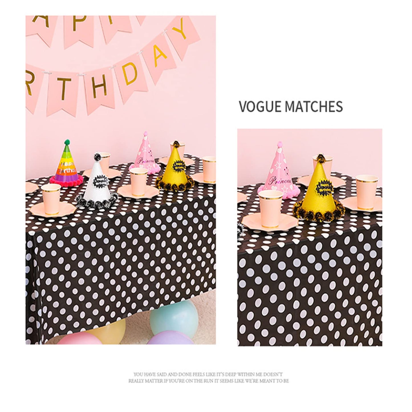 Zjdhpty 3Pack Tablecloths For Rectangle Tables Black Polka Dot Plastic Disposable Table Cloths For Parties Mini Mouse Table Clot
