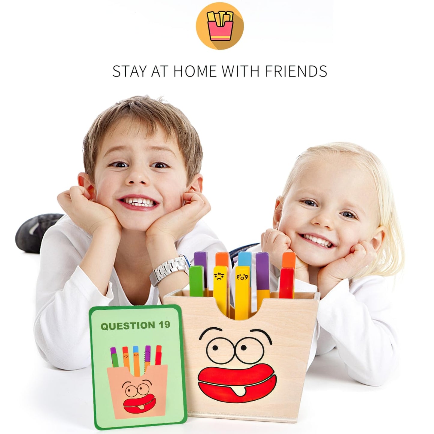 Mikneke Wooden French Fries Sorting & Stacking Toys For Toddlers, Montessori Toys For 3 Year Old, Preschool Educational Toys To Develop Fine Motor Skills