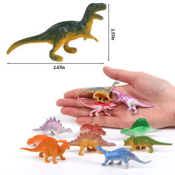 Fingooo 39 Piece Mini Dinosaur Figures,Assorted Vinyl Plastic Dinosaur Toys For Easter Gifts Dino Party Cake Toppers