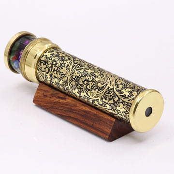 RII Handcrafted Giant Etched Brass Lacquered Kaleidoscope, Oil Object Chamber Classic Kaleidoscope-Unique Gift Ideas for Someone