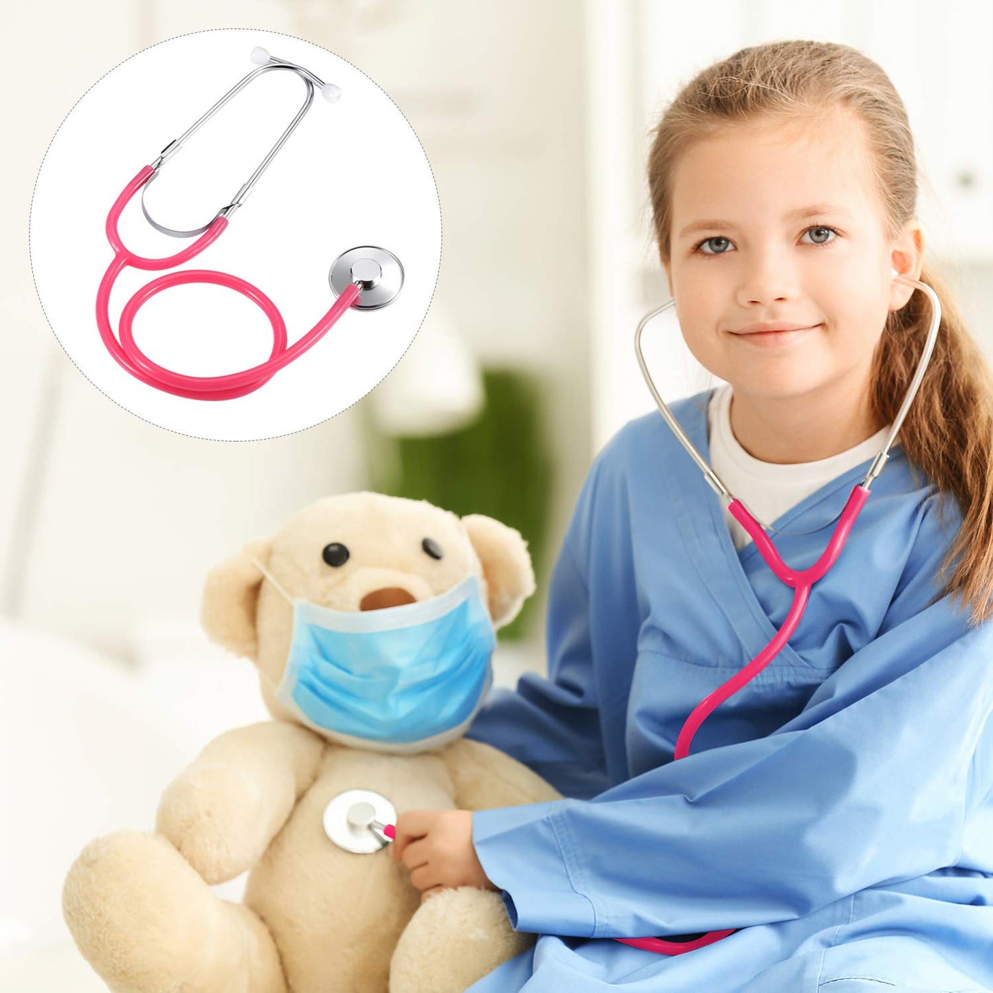 meekoo 2 Pack Kids Stethoscope Toy Real Working Nursing Cosplay Doctors Nurses Stethoscope for Kids Role Play Girls Boys Cosplay