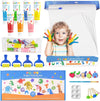 Funto Kids Washable Finger Paint Set, 25 PCS Non Toxic Art Painting Supplies for Baby, Includes Finger Paint Paper Roll, Brush S