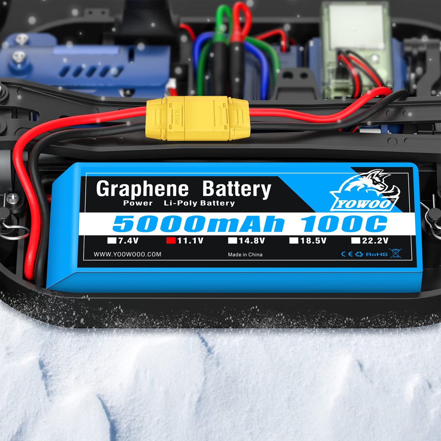 Yowoo Graphene Battery 3S 5000mAh 100C 11.1V LiPo RC Battery with XT90 Plug for 1/8 Scale Vehicles Arrma Slash VXL Slash 4x4 VXL