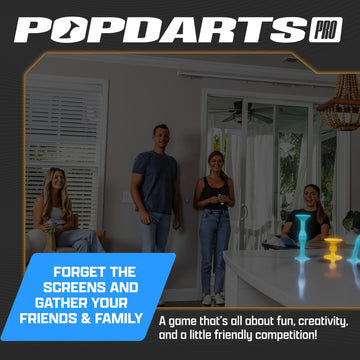 POPDARTS Glow Pack Game Set Glow in The Dark (Blue and Green) - Indoor Outdoor Suction Cup tossing Game - Competition with a POP