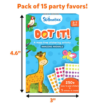 Skillmatics Party Favors (Pack of 15) - Dot It Animals, Gifts for Classrooms, No Mess Sticker Art for Kids, Goodie Bags, DIY Act