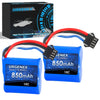 URGENEX Lipo Battery 850mAh 7.4V(2 x 3.7V) RC Boat Battery with SM-4P Plug UDI001 RC Boats Batteries Compatible with RC Boat UDI