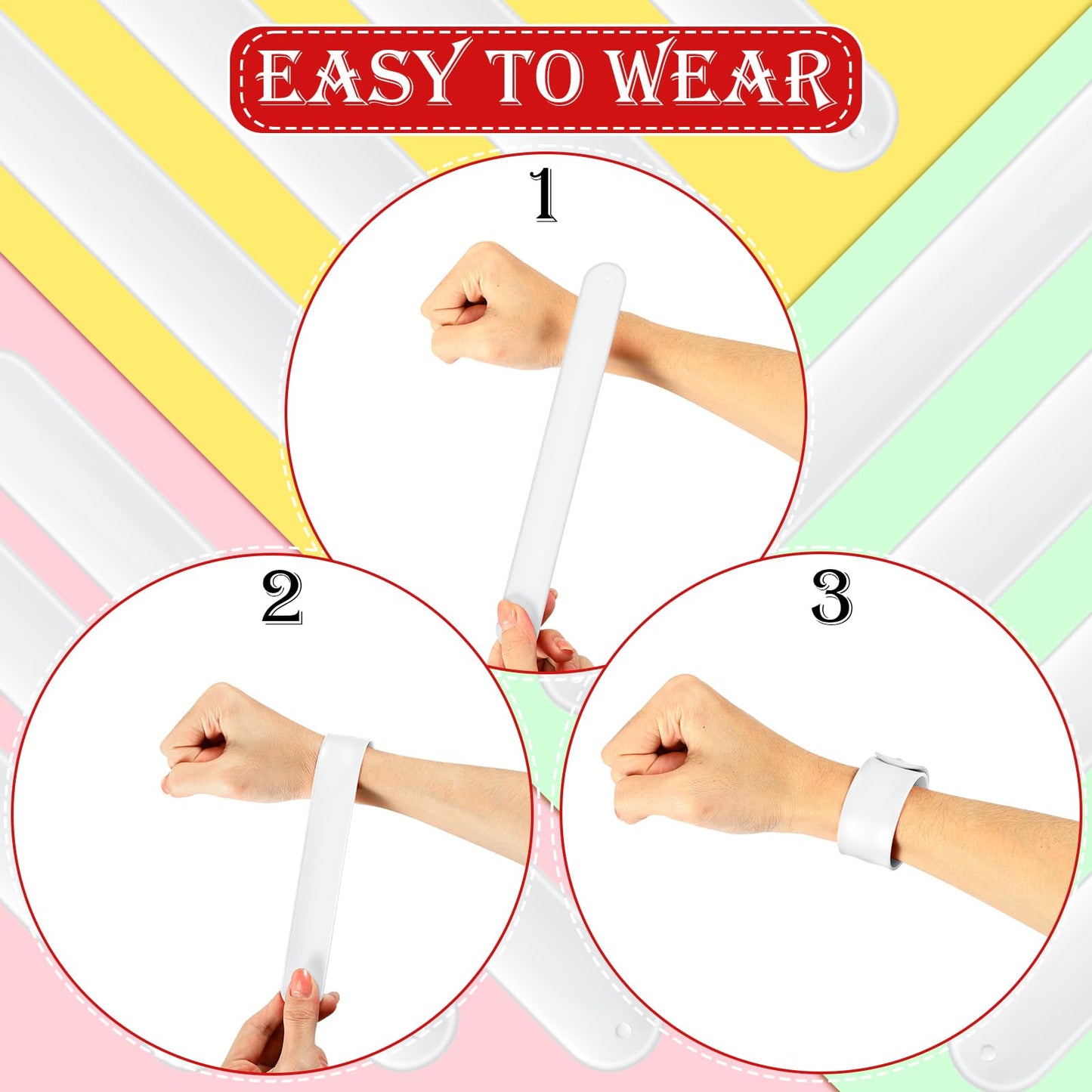 Gemscream 12 Pcs Silicone Slap Bracelets DIY Slap Bands Party Favors Bulk Blank Soft Wristband Wrist Snap Band for Craft Project