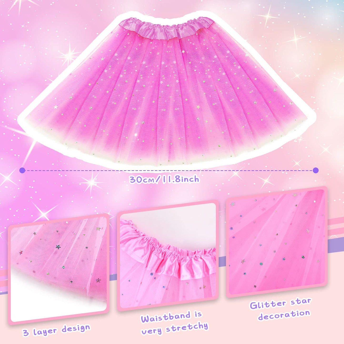 Zhanmai Tutu Outfit, 16 Sets Princess Tiara & Ballet Skirt For Girls' Costume, Birthday Party Favors