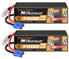 Nihewo 2Packs 4S Lipo Battery, 14.8V 7500mAh Lipo Batteries Hardcase 100C EC5 Plug Compatible with Arrma E-flite 1/5 1/6 1/7 1/8