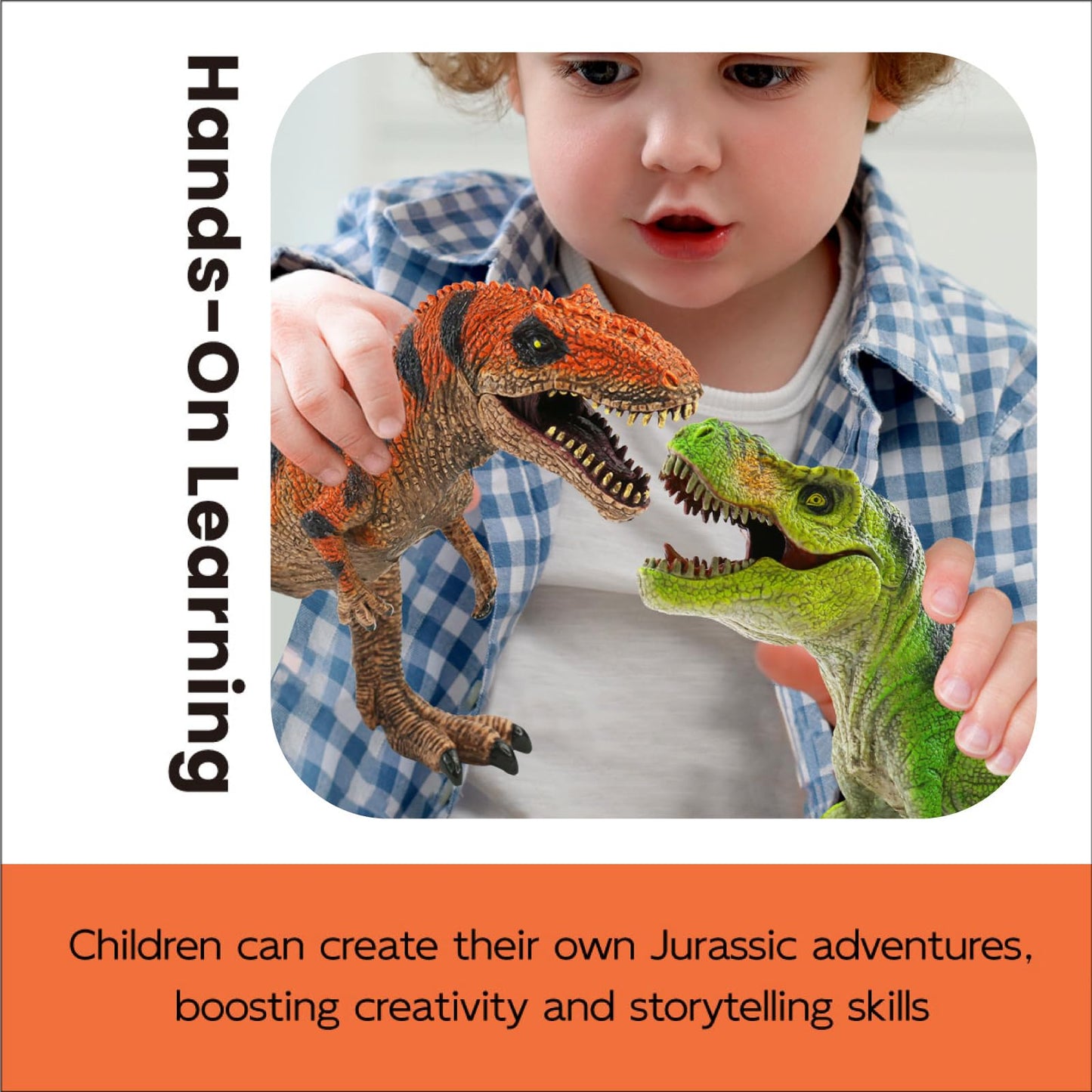 Zippytots 4 PCS Jumbo Dinosaur Toys for Kids 3-5 Realistic Dinosaur Figures with Movable Parts & Learning Cards- Big Dino Toys for Kids 5-7 Ideal Gift for Toddlers Boys Girls Ages 3+