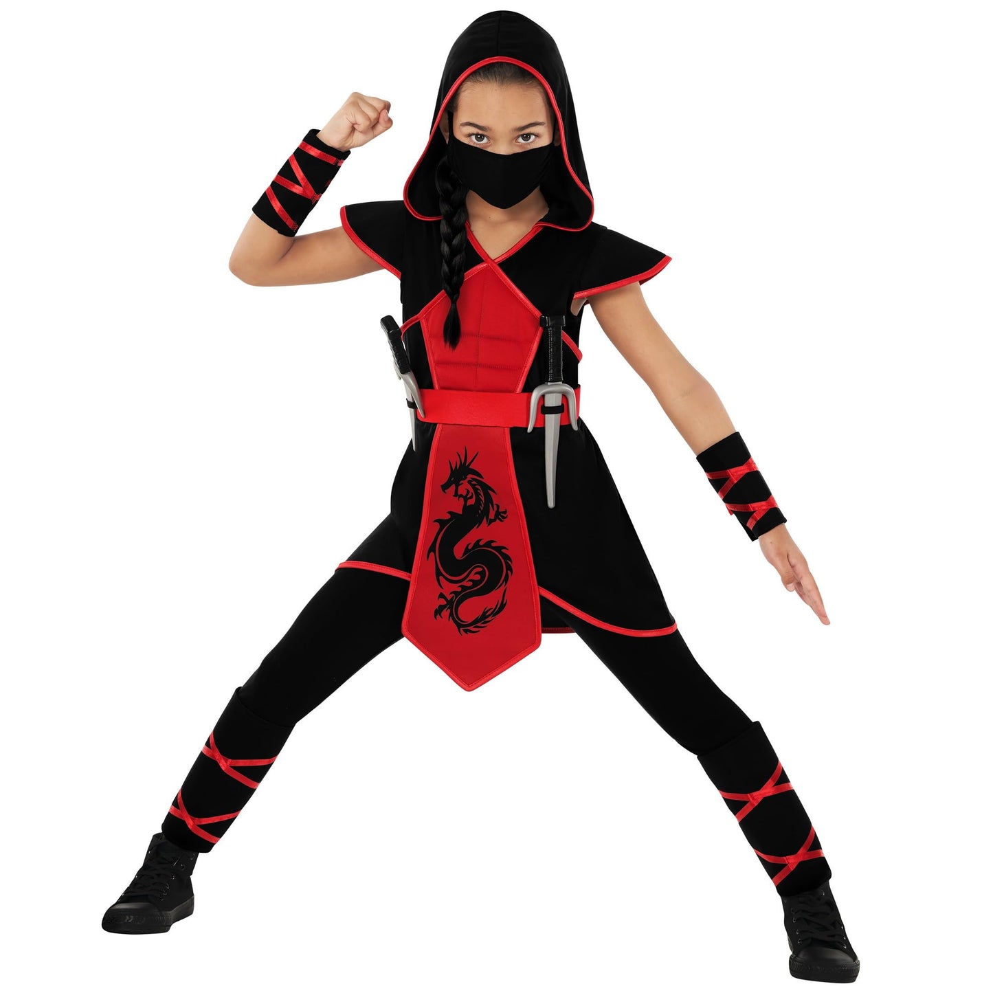 Morph - Ninja Costume For Girls -Girls Ninja Costume -Red Ninja Costume - Girl Ninja Costume- Kids Ninja Costume- Girl Ninja L