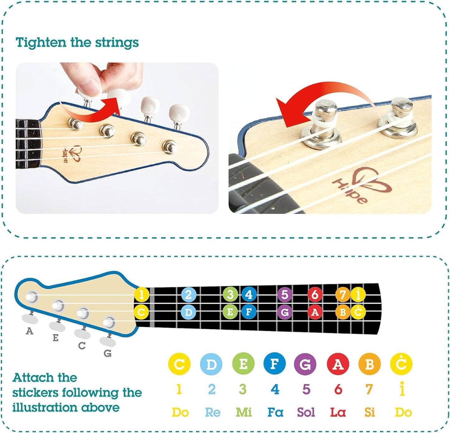 Hape Learn With Lights Electronic Ukulele Blue | Leaning And Band Mode | Musical Instrument
