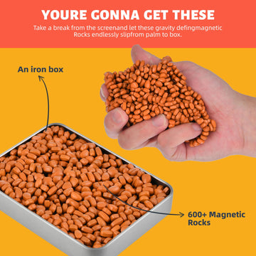 Lcvuuk Magnetic Ferrite Putty Rocks, Orange More Than 600 Weak Magnetic Smooth Ferrite Pebbles, Magnet Rock Desk Toys And Time-K