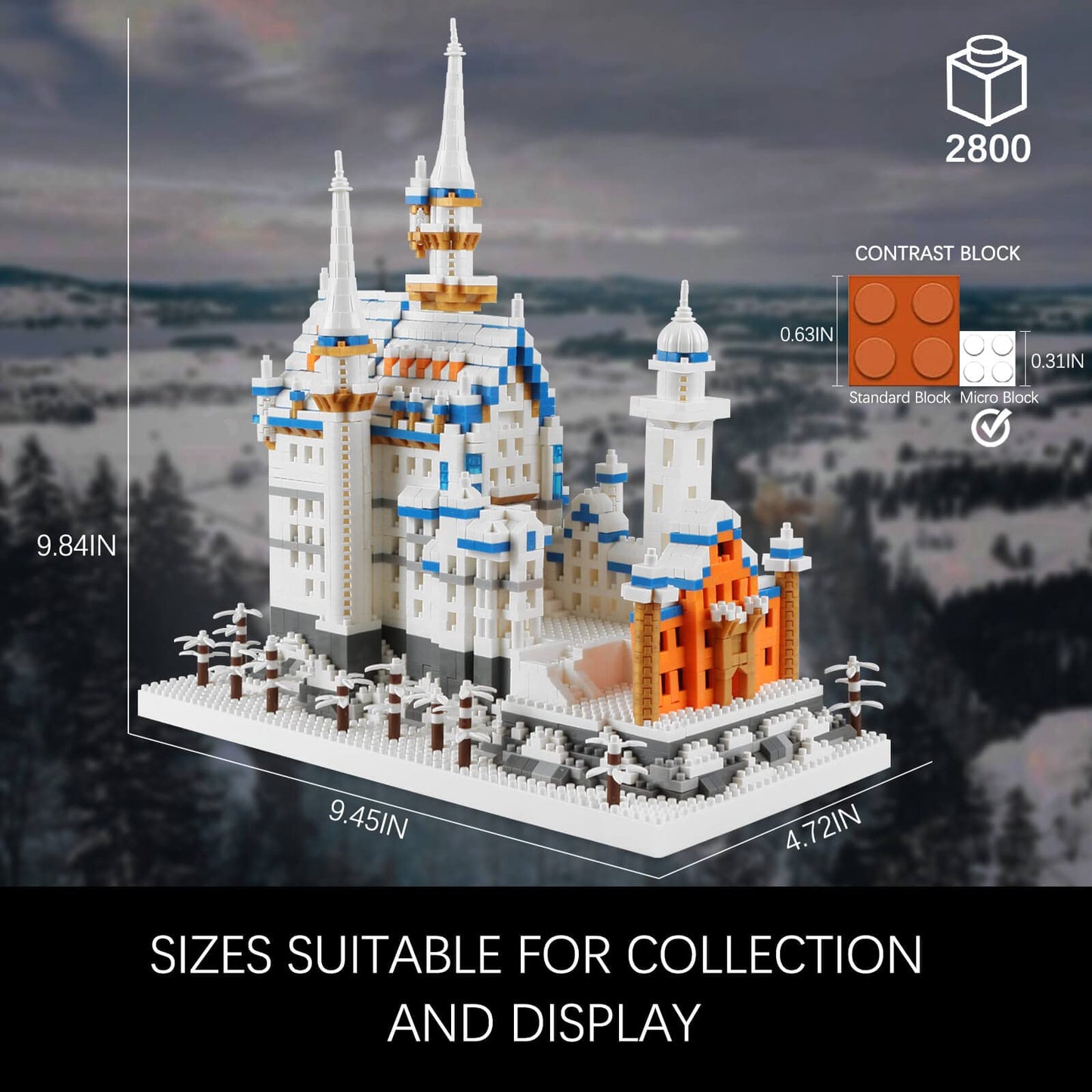 Vziimo Germany Swan Stone Castle Micro Building Blocks Set, Famous World Architecture Model Creative Collection Building Toys For Adults And Kids 14+ (2800? Pieces)