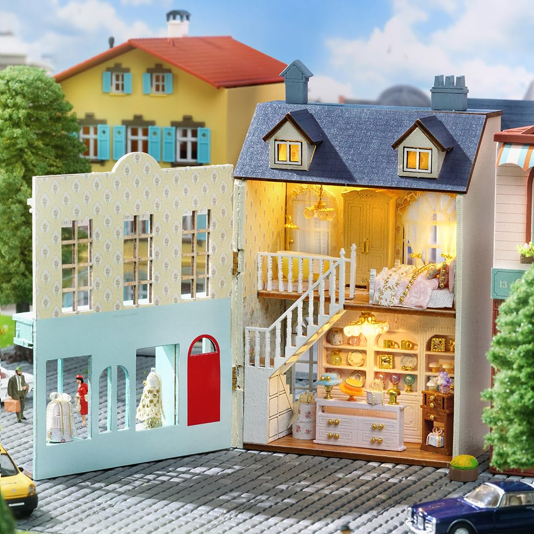 Diy Miniature House Kit, Cuteroom Wooden Dollhouse Kit Mini House Making Kit With Furnitures, Diy Dollhouse Kit Birthday Gift Fo