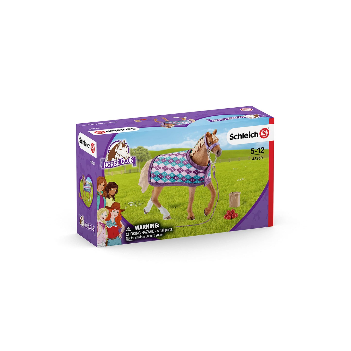 Schleich Horse Club, 4-Piece Playset, Horse Toys For Girls And Boys 5-12 Years Old English Thoroughbred With Blanket
