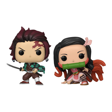 Demon Slayer: Kimetsu No Yaiba Pack 2 Pop! Animation Vinyl Figurines Tanjiro & Nezuko Cm