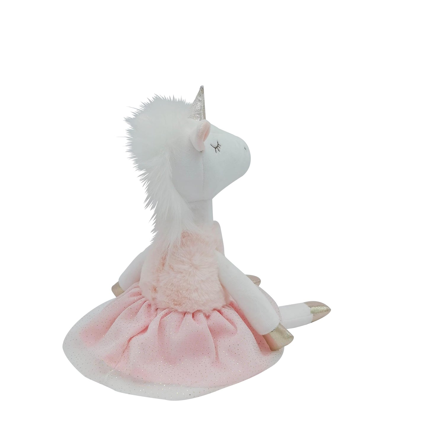 Mikee Fluffie Unicorn Toys For Girls, 16.5'' Tall,Safe Material Soft Unicorn Stuffed Animal Ballerina Dolls With Skirt, Cute Bir
