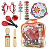 Musfunny Kids Musical Instruments Toys Set - Montessori Percussion for Toddlers, Red, Wooden, Includes Storage Bag