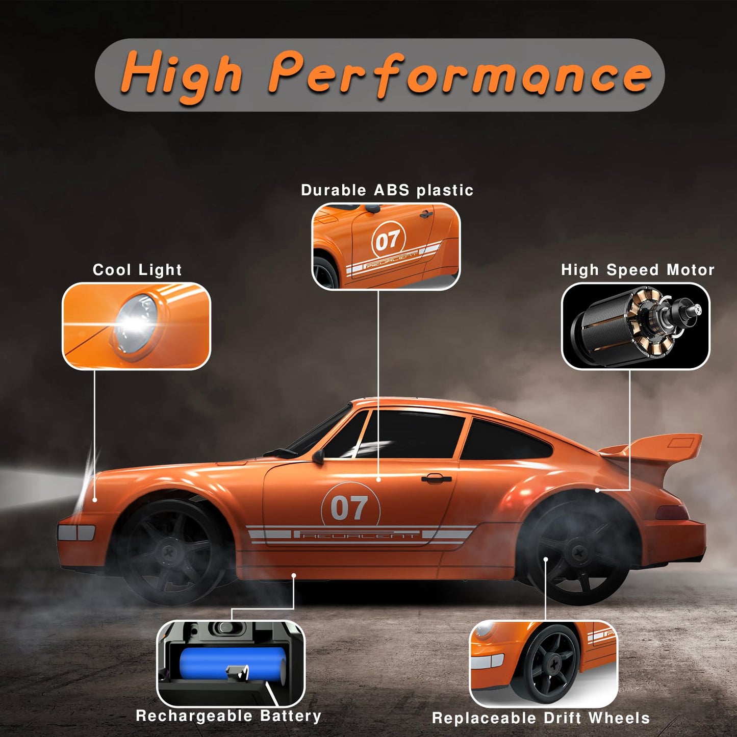 YUAN PLAN Remote Control Car RC Cars Toys for Boys, 1/24 2.4GHz 4WD RC Drift Car Racing Drift Hobby Racing Car Toys with Light R