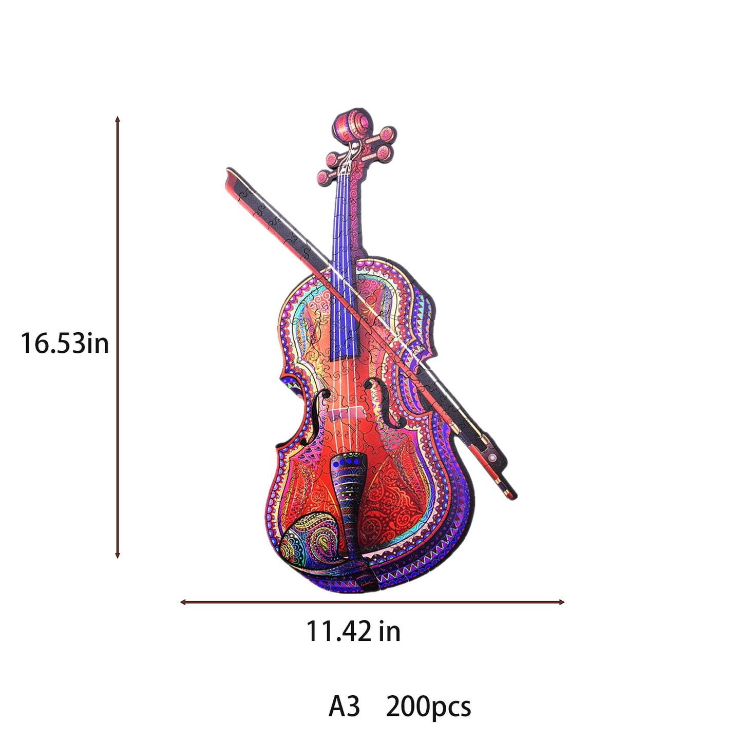 Wentufin - 200 Pieces Wooden Jigsaw Puzzles For Adults Large Size Wood Cut Puzzles Violin Wooden Jigsaw Puzzles Gift For Christm