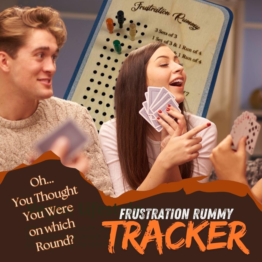 Frustration Rummy Scorecard Board Game - Family Game Night Set For 5 Players