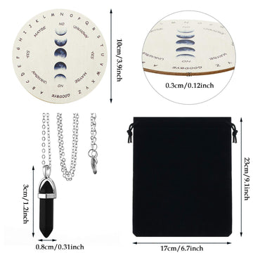 Pendulum Board For Divination Moon Phase Pendulum Board Dowsing Divination Metaphysical Message Board Wood Carven Board With Crystal Dowsing Pendulum Necklace Witchcraft Wiccan Altar Supplies, 4 Inch